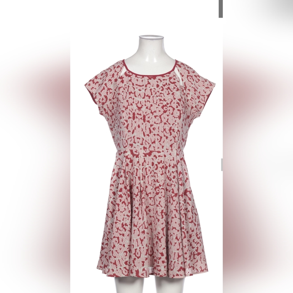 GUESS* floral cheetah print circle skirt dress w cut out detail at shoulders zip - Picture 3 of 12